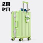 Aluminum-framed luggage for women, 20-inch small size, suitable for boarding, with trolley handle, password lock, leather case, suitable for men, sturdy and durable, with universal wheels - 图片 5